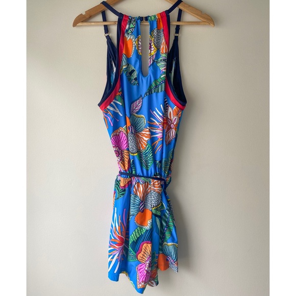 Trina Turk Womens Rio Tie Front Cover Up Tunic Blue Size X Large